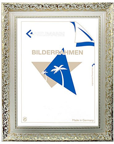 Barockrahmen weiß mit Gold verziert 469 BIA/ORO, Wechselrahmen 84x118,8 cm