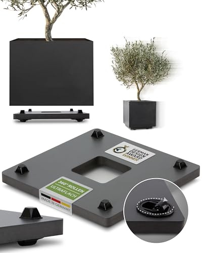 Pflanzwerk® Porta Plantas rodante *ULTRAPLANO Diseño Bajo Plato con Ruedas* 28x28cm para Todas Las macetas y jarrones *Diseño Patentado* * Capacidad de Carga 120KG* * Made in Germany **.