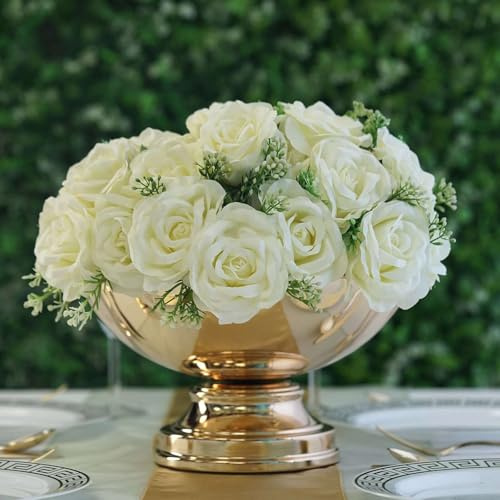 Efavormart 12 Shiny Gold Floating Candle Bowl, Flower Pot, Wedding Centerpiece for Weddings, Events Decoration