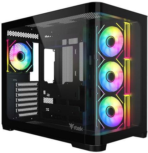 Itek case DARK CAVE CURVED - Gaming Tower, ATX, 4x12cm ARGB fan, 2xUSB3, Type-C, Side & Front Panel Temp Glass