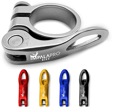 IMPALAPRO Bike Cierre Sillín con Palanca Liberación Rápida- Abrazadera para Silla de Bicicleta - Cierre Tija Sillin - Cierre Sillin Bicicleta Montaña - Cierre Rápido Sillín (Plateado, 31,8mm)