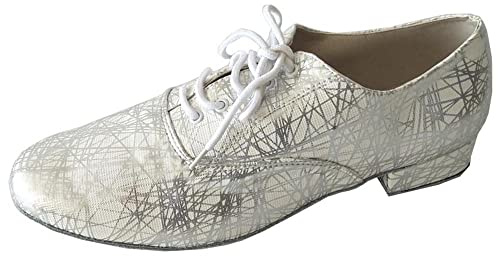 Scarpe da ballo latino da uomo, per salsa, tango, rock, N Roll, per social, serate, feste, balli da uomo, colore: bianco, bianco, 40 EU