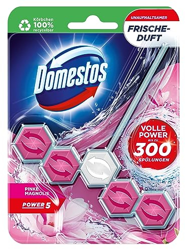 Domestos Power 5 WC Stein Pinke Magnolie WC Reiniger für effektive WC Reinigung Volle Power bis zu 300 Spülungen 55g