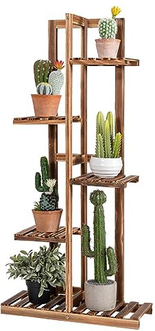 COSTWAY Scaffale per Piante da Interno ed Esterno, Porta Fiori di Legno a 5/6 Livelli, Porta Vasi per Giardino, Balcone e Soggiorno (5 livelli)