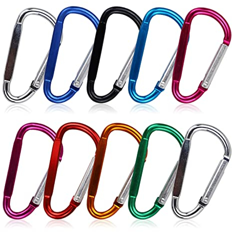 SZCXDKJ 10 Pieces D-ring Carabiners, Multicolor D-Ring Keychain Carabiners Locking Carabiners Climbing Carabiners Clip for Outdoor Home RV Camping Fishing Hiking Traveling