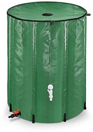 LARS360 Regenwassertonne Faltbar 500L, Regentonne mit Überlaufschutz und Hahn, Regenwassertank mit Wassereinlassgitter, Rostfrei und witterungsbeständig