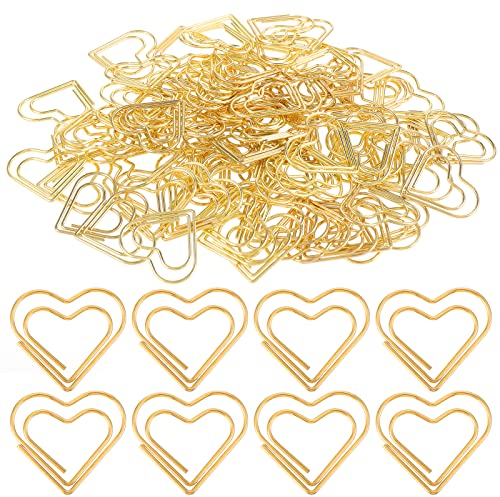 100 Stück Büroklammern Herz Büroklammern Groß gold Büroklammer Herzförmige büroklammern motiv Liebe Büroklammern Spender Herz Paper Clips Für Dekorative Hochzeiten Postkarten Schule Büro Vorräte