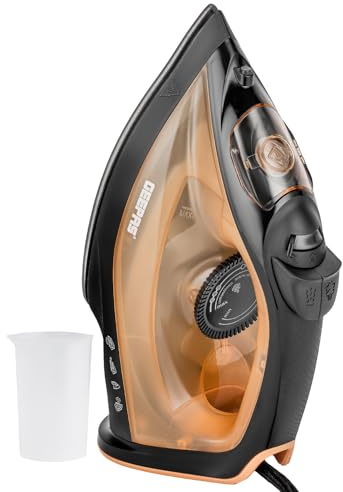 GEEPAS Steam Iron | Clothes Dry & Steam Press | 30s Fast Heat-Up, Vertical Steaming | Nonstick Soleplate, Adjustable Temperature | 120ml Water Tank with 0.5g/Steam Output | 2 Year Warranty 1800W Gold