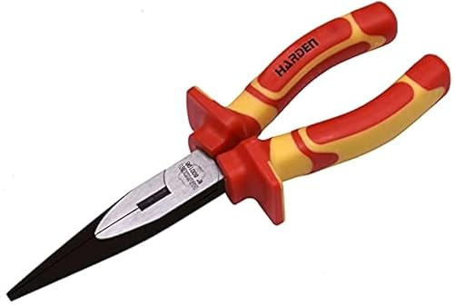 Edward Tools Pro Insulated Long Nose Pliers 8” - 1000V Safe Needle Nose Pliers for Electricians Use - VDE/GS Certified - Heavy Duty CRV Steel with Ergo Handle - Sharp Cutting Edge - Black Finish