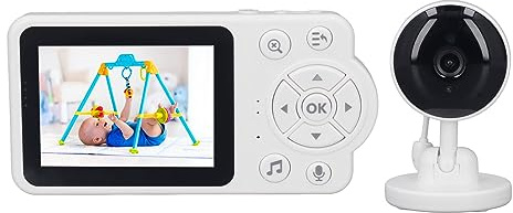 Monitor Inalámbrico para Bebés, Monitor Inalámbrico para Bebés con Vídeo de 100-240 V, Detección de Llanto, Pantalla LCD de 2,8 Pulgadas, Luz Nocturna, Monitoreo Las 24 Horas