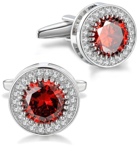 Gemelli Uomo cristallo Gemelli in Zircone Zirconia per affari festa matrimonio stile Elegante Rosso