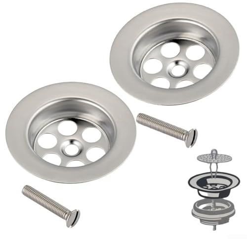 Set di 2 tappi per vasca da bagno in acciaio con vite di ricambio per cucina bagno lavabo vasca