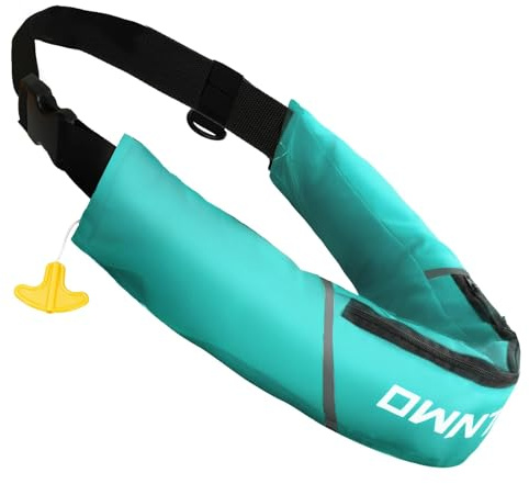 Owntop Inflatable Swim Jacket for Adults, Low Profile Manual Inflatable Swim Vest Belt Pack for SUP, Fishing, Paddle Sports, Blue