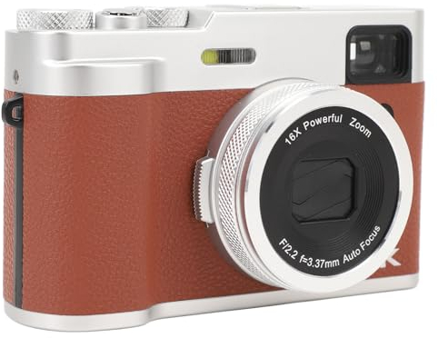 5K Digitalkamera für Fotografie, 48 MP Autofokus Vlogging Kamera mit Dual Kamera und Sucher, 16 Fach Zoom, Kompakte Reisekamera mit Webcam Funktion (Brown)
