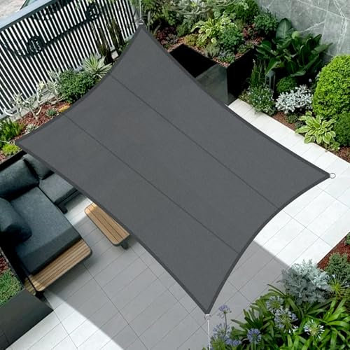 COOL AREA Sonnensegel Wasserdicht 5x6m Rechteckig Sonnenschutz 95% UV Schutz Wasserabweisend Segel PES für Garten Balkon Terrasse-Antracita