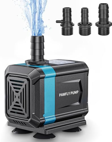 Pawfly Pompe submersible pour aquariums 2100L/H Pompe de fontaine ultra-silencieuse avec course réglable en hauteur de 2 m Pour étangs à poissons, jardins, cascades et marécages