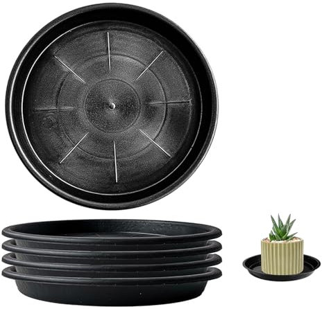 5 Pcs Plant Pot Saucers 20cm, Heavy Duty Plant Pot Trays for Indoor/Outdoor Plants, Plastic Flower Pot Drip Trays, Plant Saucers Trays for Pots, Watering Trays for Plants, Durable & Reusable
