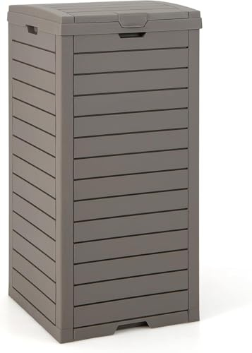 FANTASK Pattumiera da 118 l, con coperchio con ciotola e manico estraibili, per esterni, per veranda, cortile, terrazza