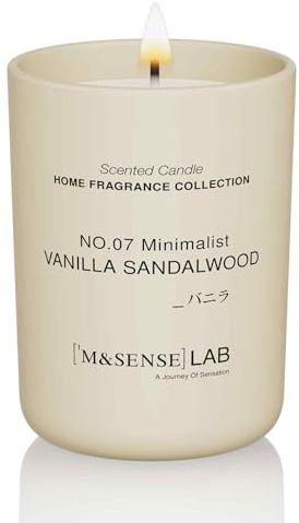 M&SENSE Scented Candles 250g Vanilla Sandalwood Natural Soy Wax Candles Long Burning Minimalist Aromatherapy Candles, Perfect Christmas Gifts for Women and Men.