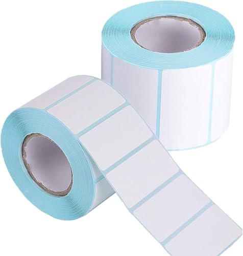 2000 Etiquetas Térmicas Adhesivas 50 x 30 mm – Rollo con Núcleo de 40 mm – Compatibles con Impresoras Térmicas de Sobremesa – Etiquetas para Código de Barras, Precio y Envíos (50X30MM)
