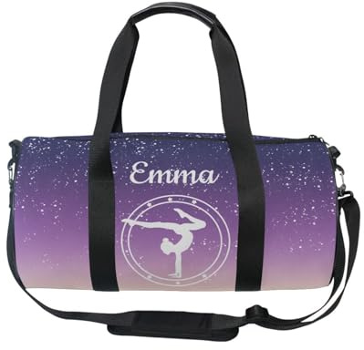 Borsa da ginnastica personalizzata per ragazze Ginnastica Turchese Viola Nome personalizzato Borsa da palestra per bambini Borse da ballo Sport Ginnastica Attrezzature Storage Personalizza Ginnastica