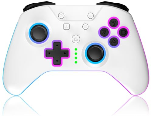 SWCTIM Xbox Controller Wireless für Xbox One, Xbox Series X/S, Xbox One X/S,2.4GHz RGB LED Licht Wireless Controller mit 3.5mm Kopfhörerbuchse,Weiß