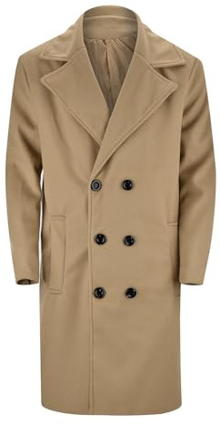 Manteau Homme Hiver Trench Coat Très Long Fourrure Vestes Veste 3/4 pour Casacos Inverno Homem Chaud Manteaux d'hiver Laine Mi Classe Parka Grand Froid Blazer Chic Et Elegant Noir Monteau Gabardine