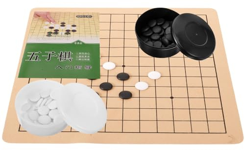 FIXOSHEE Set Scacchiera Go in Legno per e Adulti Kit Gioco Educativo da Tavolo Pedine Bianche e Nere Scacchiera Pieghevole in Pelle per Uso Interno ed Esterno Gioco da Tavolo per