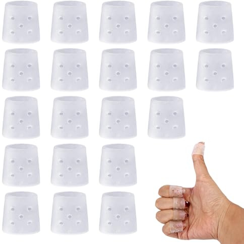 20Pcs Finger Covers Skin Picking Prevention, Reusable SEBS Finger Gloves for Tip with Breathable Holes, Clear Fingers Protectors for Nail and Cracked Finger Tip Repair Hangnails