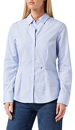 Seidensticker Hemdbluse Langarm Slim Fit Gemustert Bügelfrei Blusa, Mujer, Multicolor (Hellblau Karo 12), 38