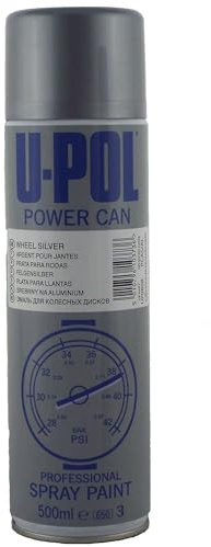 U-POL 6 x Power Can ALLOY WHEEL SILVER Paint 500ml Aerosol UPol Powercan Alloy Silver - Uniform light shade metallic finish Car Wheel Paint 6 500ml Aerosol Cans