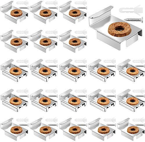 Dadabig 20 Piezas Soportes para Espejos Pared Fijación para Colgar Espejo Soporte de Metal para Espejo sin Marco con Tacos y Tornillos