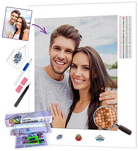 Lehaha Benutzerdefinierte 5D Diamond Painting Eigenes Bild Foto，Personalisiert Diamant Malerei Set Painting Full Bilder für Erwachsene,Runder Bohrer(30x40cm)