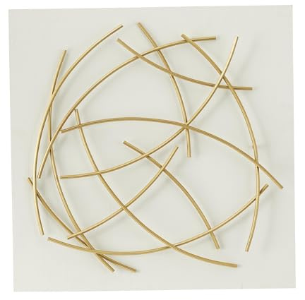 CosmoLiving by Cosmopolitan Metal Abstract Home Wall Decor Overlapping Lines Wall Sculpture with White Backing, Wall Art 24 x 3 x 24, White