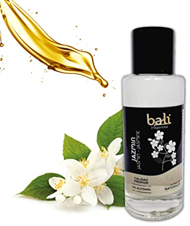 Bali fragancias Esencia al Aceite de Jazmín para Humidificador. Ambientador Dulce y Floral en Esencia para Difusor. Aceite Natural para Quemador de Aromaterapia. 50 ml, el embalaje puede variar