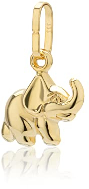 NKlaus Kettenanhänger kleine baby Elefant 333 Gelb Gold 10,5mm Elefanten Glücksbringer 8632