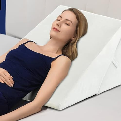 LIFEZEAL Almohada Triangular de Lectura, Cojín de Espuma viscoelástica Ajustable y Plegable para la Espalda, para Coche, Cama, sofá, cojín ortopédico con Funda extraíble y Lavable (Blanco)