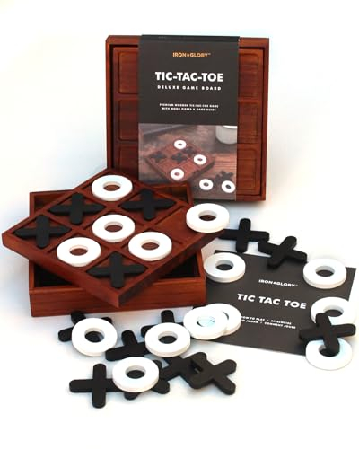 Iron & Gory | Noughts And Crosses | Wooden Board Games For Adults | Travel Games | Tic Tac Toe Game | Classic Board Games & Mini Games | Portable Travel Games For Adults | 2 Player Classic Games