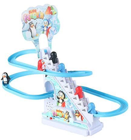 Oshhni Juguetes eléctricos de tobogán de pingüino con Luces, Juego de tobogán de pingüino pequeño, escaleras de Juguete de pingüino pequeño para, 6 pinguino