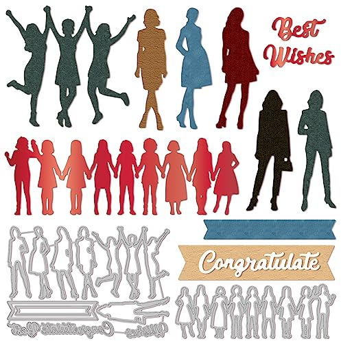 GLOBLELAND Troqueles de corte de amistad para mujer, de acero al carbono, plantilla de grabado en relieve para decoración de tarjetas de papel en relieve, bricolaje, álbumes de recortes, manualidades