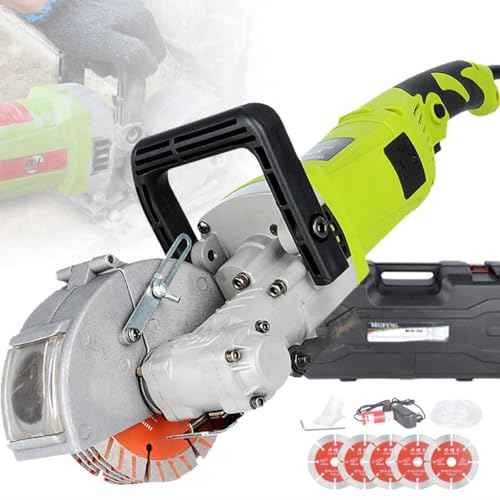 CYMYYDS 4000W Electric Wall Chaser 7500rpm Wall Groove Cutting Machine, Slotter Adjustable Cutting Depth & Width, Wall Slotting Machine for Granite Marble Concrete Stone,Green