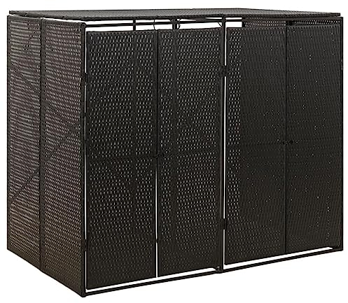 Générique Abri pour Poubelle Double Noir 140x80x117 cm Résine tressée,Maison & Jardin,Produits ménagers,Accessoires pour conteneurs à déchets,Cache-conteneurs à déchets,Noir,40.57 LB,319861