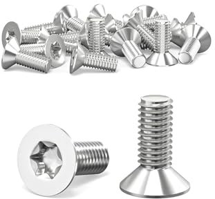 Wavanta 20Pcs M4 Bolts, M4 x 10mm Countersunk Torx Bolts Screws, Flat Head Trox Drive Machine Bolt, 304 Stainless Steel, Full Thread