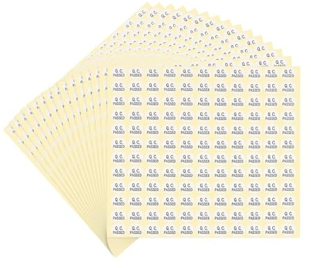 PATIKIL 15 Hojas Pegatinas de QC PASSED, Etiqueta de Almacén Calidad Gestión Calcomanía Impermeable para QC Aprobado Inventario Inspección Aprobación, 1980pcs, Blanco