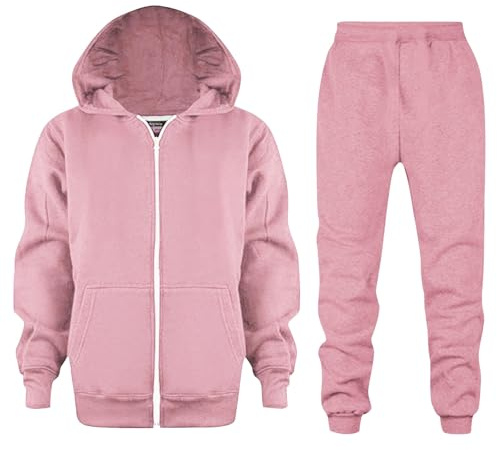 Tuta Bambina Ragazza Set di Abbigliamento 2 Pezzi Felpa con Cappuccio e Cerniera + Jogging Pantaloni con Elastico in Vita Completo Sportiva Tute da Ginnastica per 3-12 Anni (Red-A, 9-10 Years)