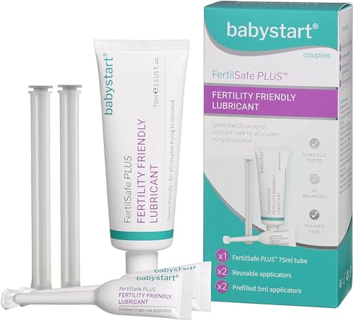 Babystart Fertility Lubricant - FertilSafe Plus Lubricating Gel Tube 75ml, x2 Re-Useable Applicator and x2 Prefilled 5ml Personal Lubrification - Natural, Water Based, Paraben Free, Fertile Friendly
