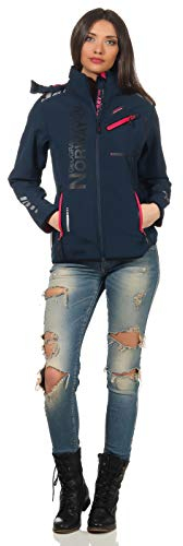 Geographical Norway Regnjacka med softshell-funktion för kvinnor, utomhus, sport, marinblå, L