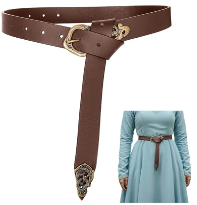 Mythrojan Midgard Serpent Viking Genuine Leather Wrap Belt with Solid Brass Buckle & Chape, Shieldmaiden & Warrior, LARP, SCA