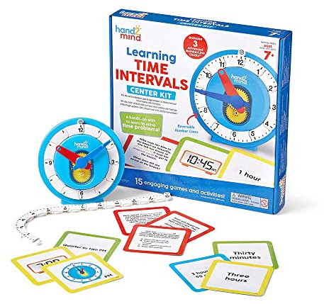 Learning Resources Learning Intervals of Time Centre Kit 16 Games and Activities, NumberLine Clock for Kids Learning To Tell Time, Math Manipulatives for Telling Time, Analogue Clock (1 Pack)