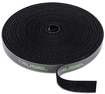 Trusiel Attache Cable Serre-câble Bande Scratch Cable Management Range Cable Organisateur Rouleau 10 mm de large 10 Mètre Noir